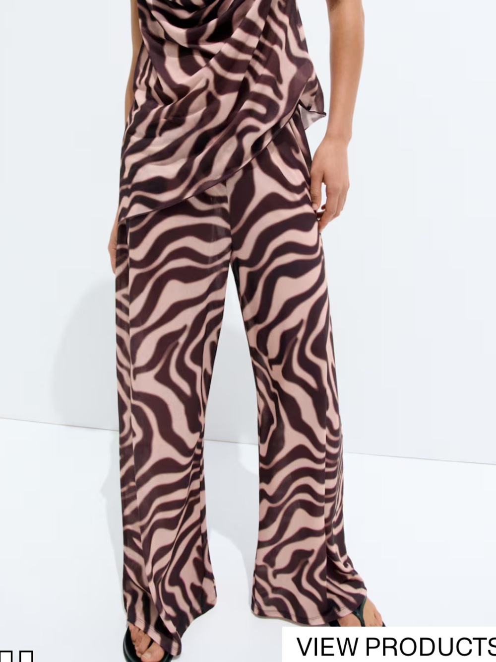 H&M Divided Brown and Pink Zebra-Print Pull-On Pants